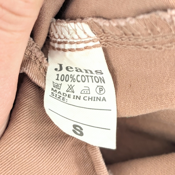 Oversized Tan Jumpsuit with Pockets Boho Cottacore Garden Workwear Size Small - Picture 11 of 13